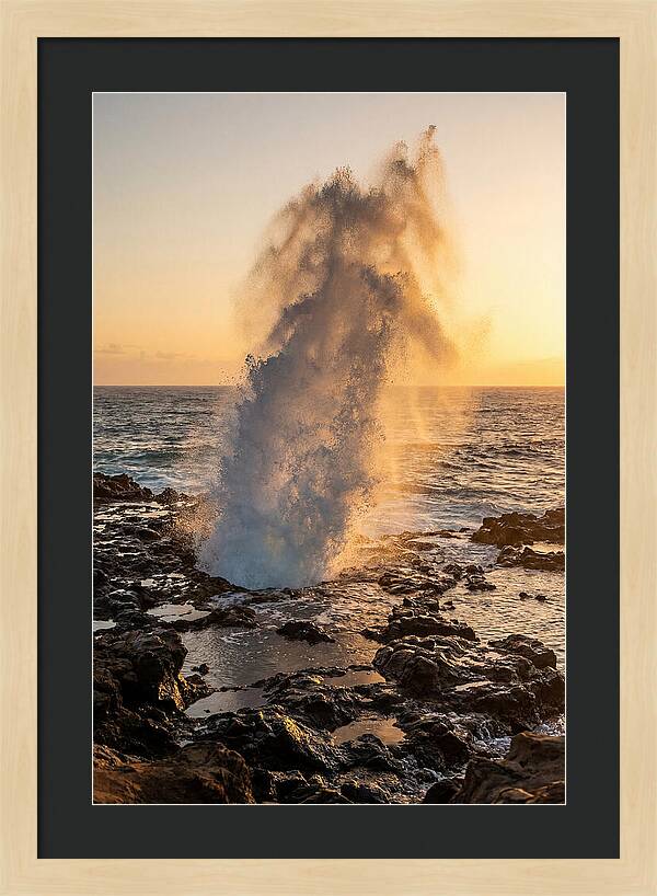 Spouting Horn Eruption At Sunset