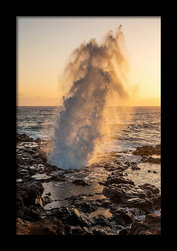 Spouting Horn Eruption At Sunset