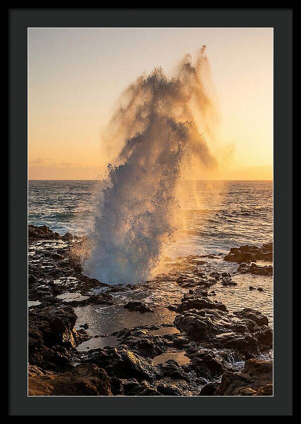 Spouting Horn Eruption At Sunset