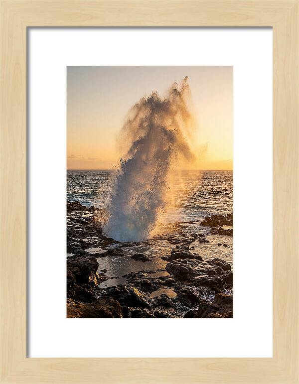 Spouting Horn Eruption At Sunset