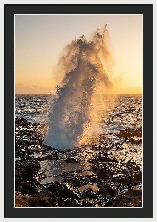 Spouting Horn Eruption At Sunset