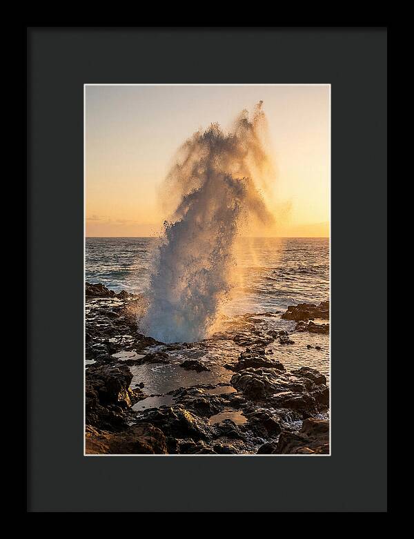Spouting Horn Eruption At Sunset