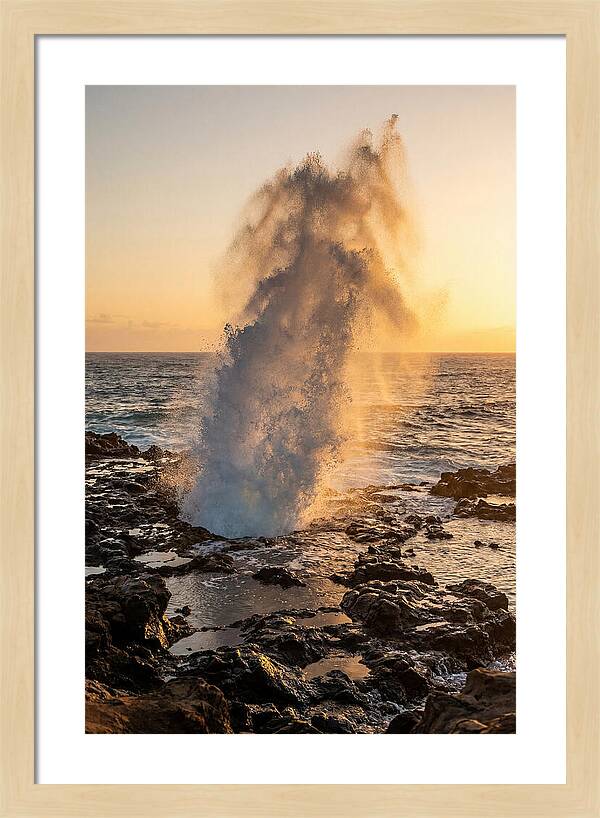 Spouting Horn Eruption At Sunset