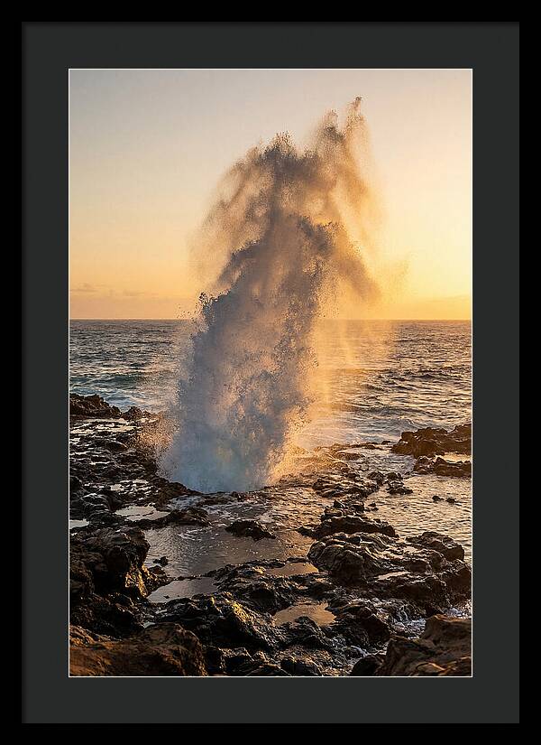 Spouting Horn Eruption At Sunset