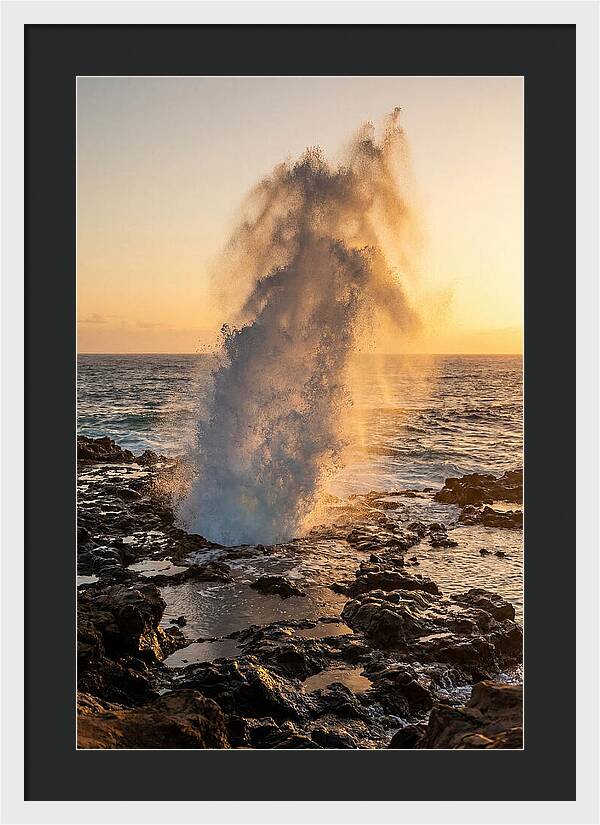 Spouting Horn Eruption At Sunset