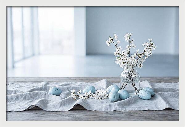 Spring Arrangement With Eggs And Blossom