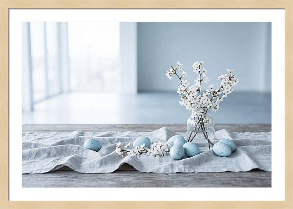 Spring Arrangement With Eggs And Blossom