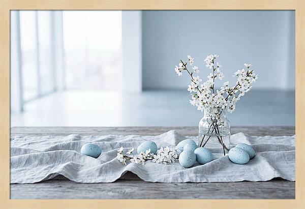 Spring Arrangement With Eggs And Blossom
