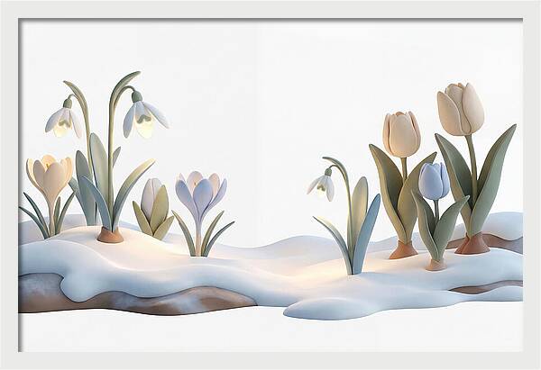 Spring Bulbs Emerging Through Snow