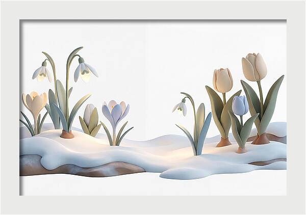 Spring Bulbs Emerging Through Snow