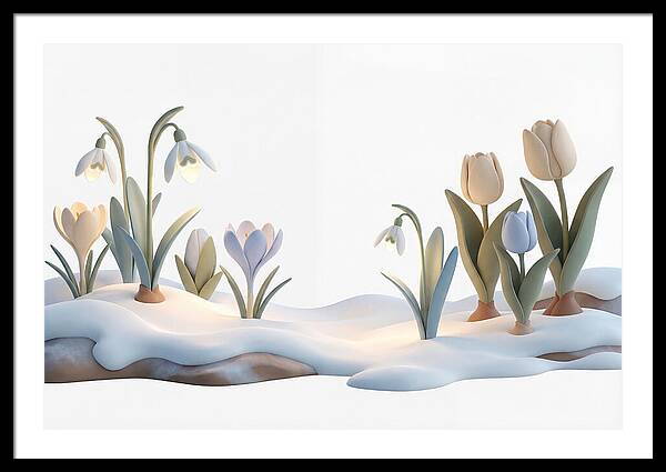 Spring Bulbs Emerging Through Snow
