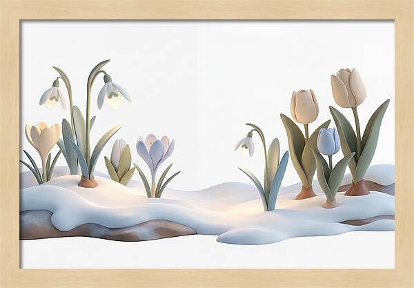 Spring Bulbs Emerging Through Snow