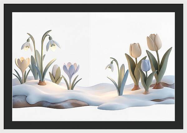 Spring Bulbs Emerging Through Snow