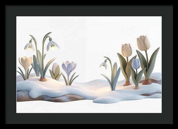 Spring Bulbs Emerging Through Snow