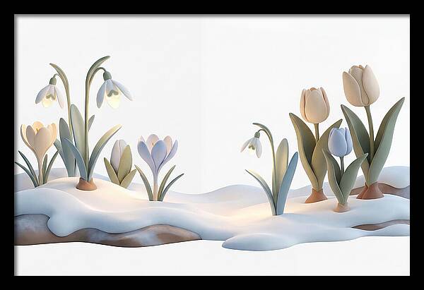 Spring Bulbs Emerging Through Snow