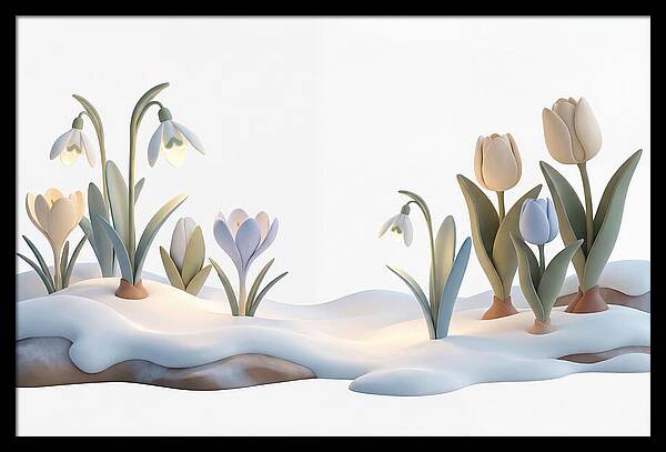 Spring Bulbs Emerging Through Snow