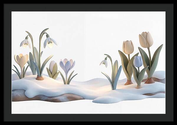Spring Bulbs Emerging Through Snow
