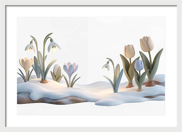 Spring Bulbs Emerging Through Snow