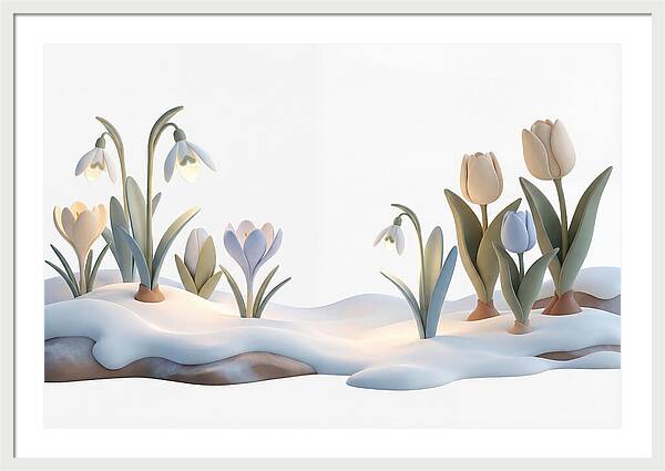 Spring Bulbs Emerging Through Snow