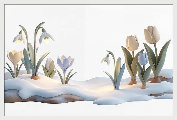 Spring Bulbs Emerging Through Snow