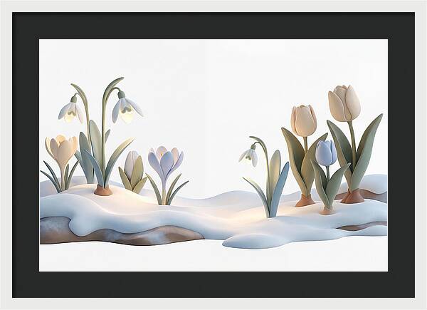 Spring Bulbs Emerging Through Snow