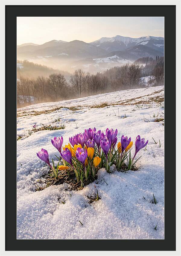 Spring Crocus Breaking Through Snow