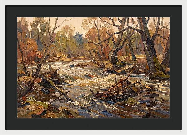 Spring Flood Waters Rushing Through Trees