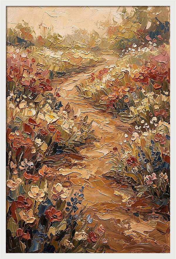 Spring Garden Path With Flowering Border