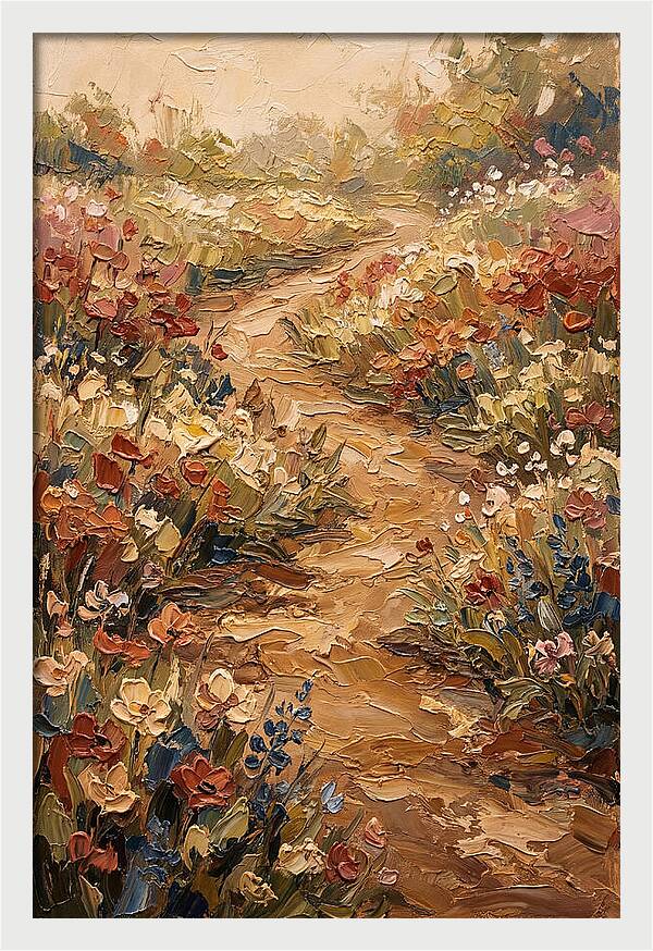 Spring Garden Path With Flowering Border