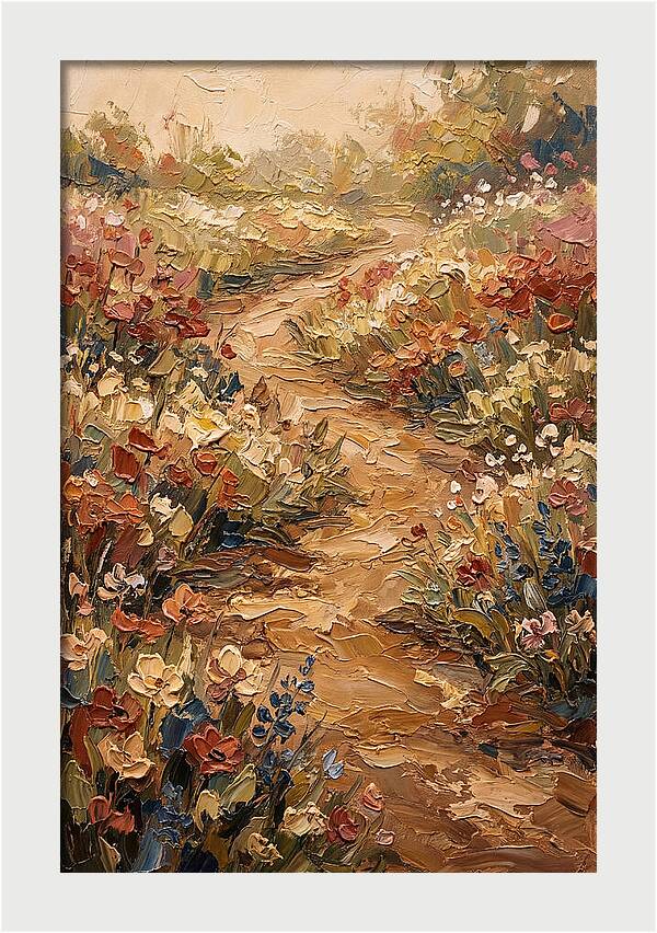 Spring Garden Path With Flowering Border