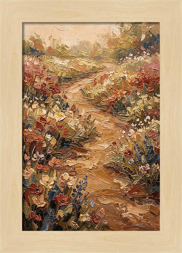 Spring Garden Path With Flowering Border