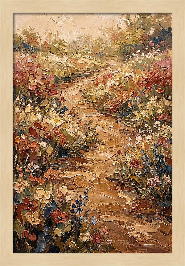 Spring Garden Path With Flowering Border