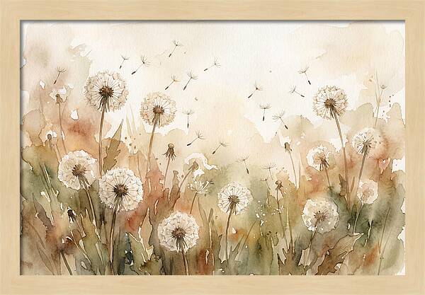 Spring Meadow With Dandelion Clocks