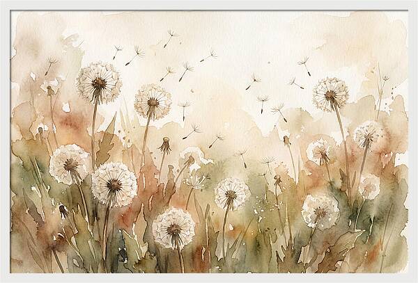 Spring Meadow With Dandelion Clocks