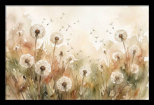 Spring Meadow With Dandelion Clocks