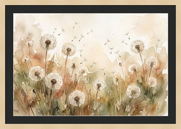 Spring Meadow With Dandelion Clocks
