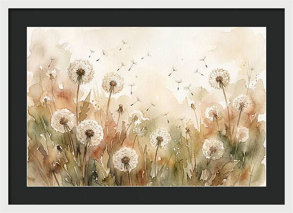 Spring Meadow With Dandelion Clocks