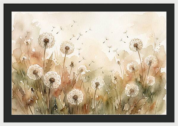 Spring Meadow With Dandelion Clocks