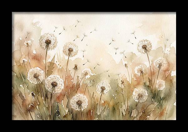 Spring Meadow With Dandelion Clocks