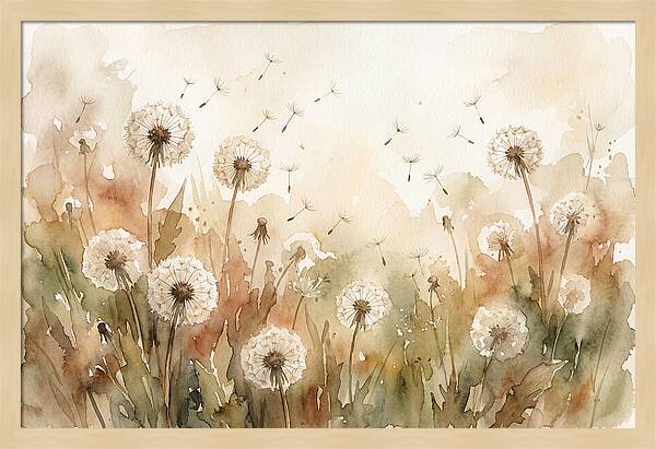 Spring Meadow With Dandelion Clocks