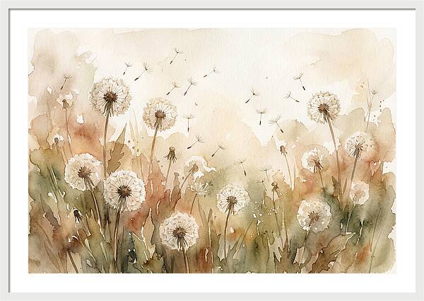 Spring Meadow With Dandelion Clocks