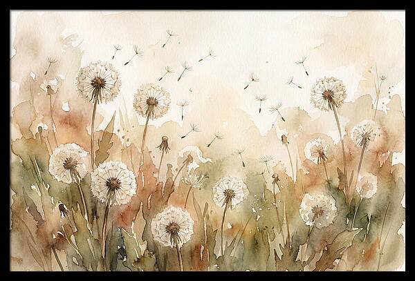 Spring Meadow With Dandelion Clocks
