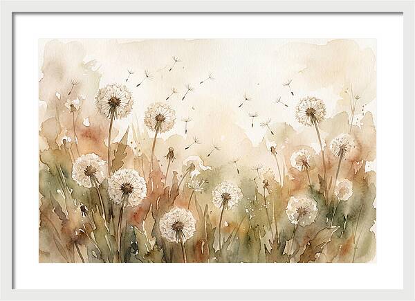 Spring Meadow With Dandelion Clocks