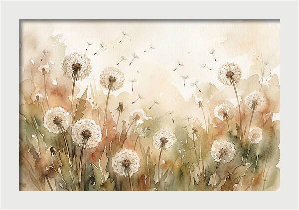 Spring Meadow With Dandelion Clocks