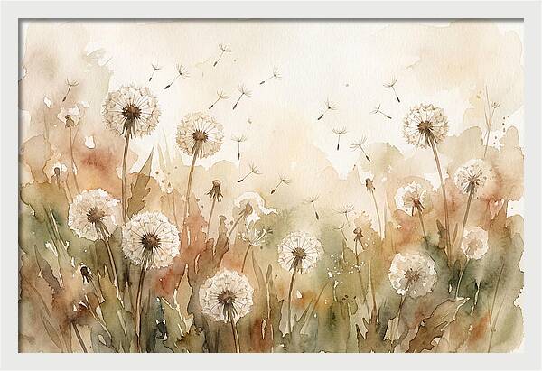 Spring Meadow With Dandelion Clocks