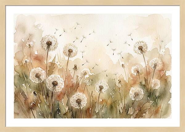 Spring Meadow With Dandelion Clocks