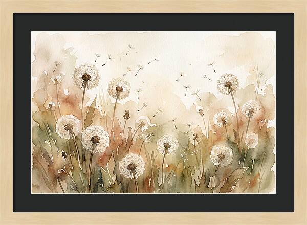 Spring Meadow With Dandelion Clocks
