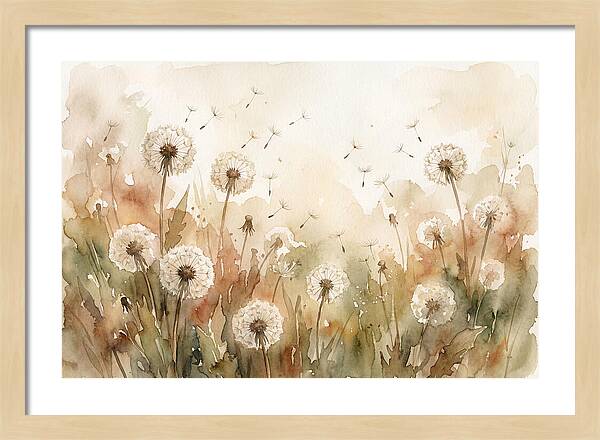 Spring Meadow With Dandelion Clocks