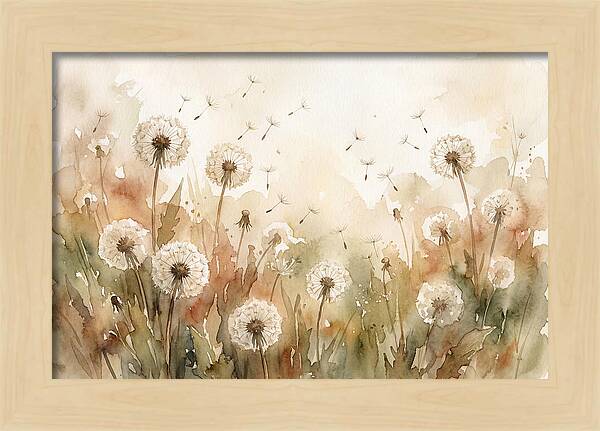 Spring Meadow With Dandelion Clocks