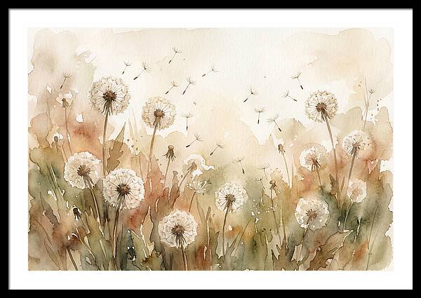 Spring Meadow With Dandelion Clocks